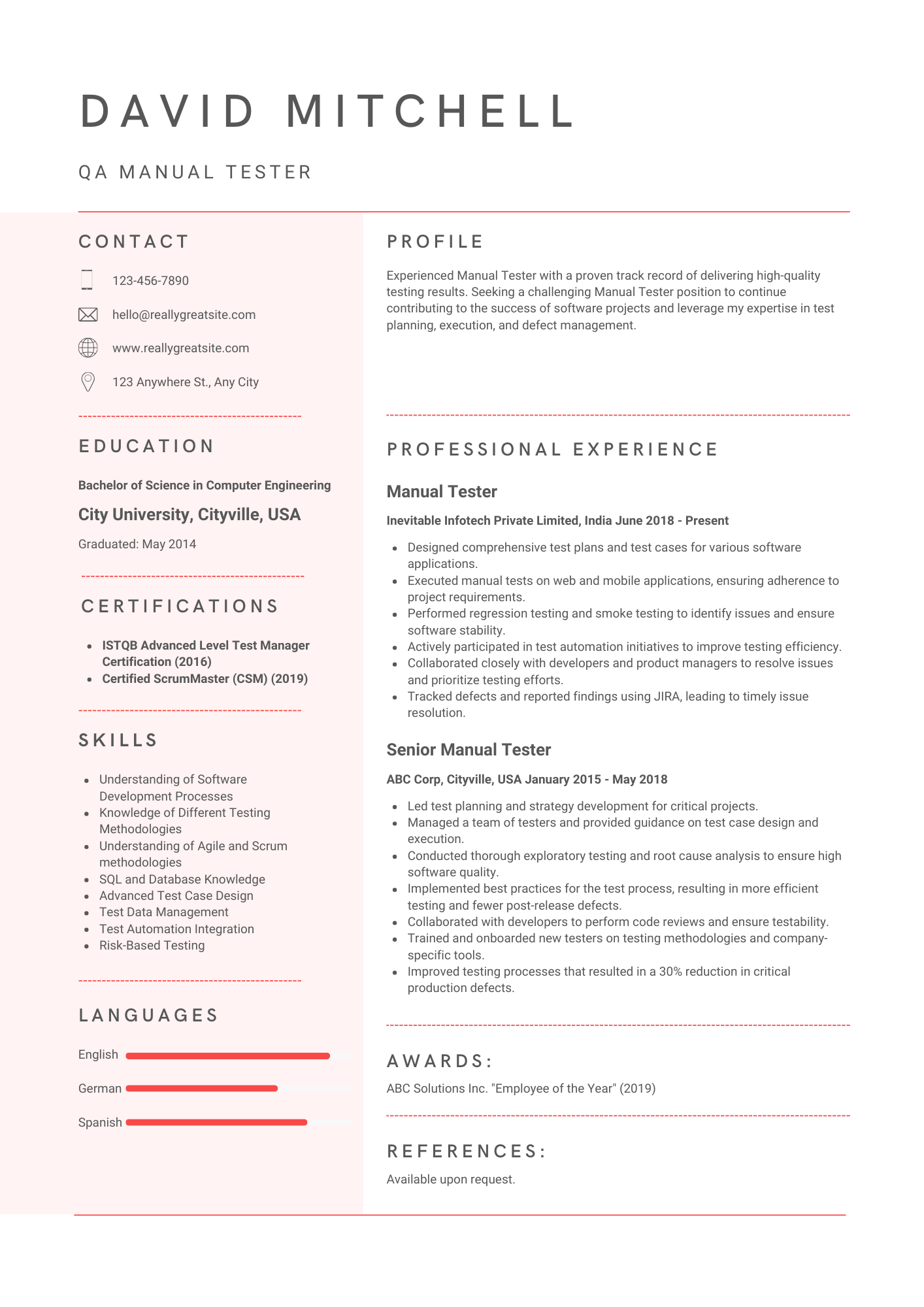 Manual Testing Skills In Resume For Fresher & Experienced